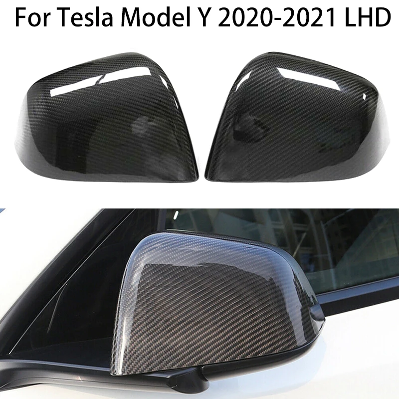 

For Tesla Model 3 Y S X 2012-2022 Real Dry Carbon Fiber Car Side Mirror Cover Rear View Mirror Caps parts Auto modification