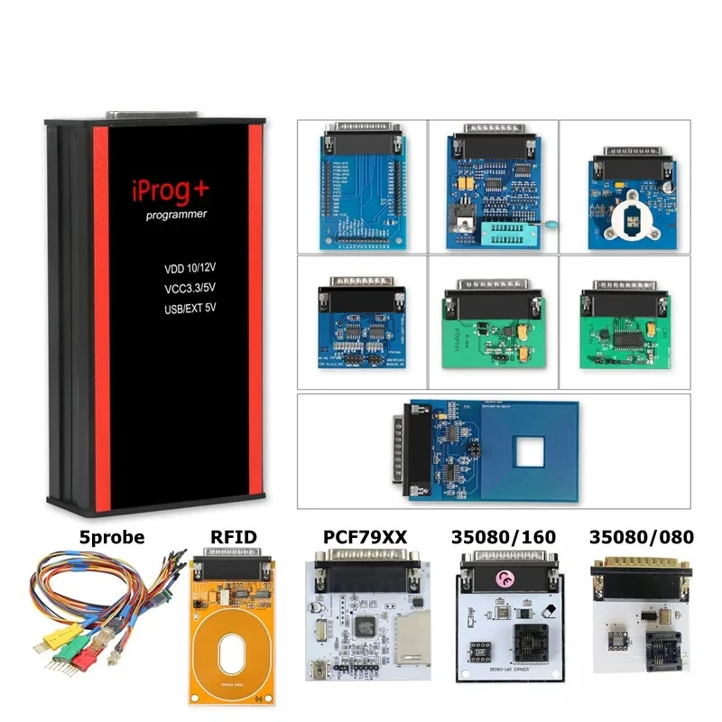 2024 Iprog Pro Full V89 with 7/11 Adapters Support Eeprom IMMO/KM/Radio /Airbag Reset Dashboard IPROG+ ECU Key Programmer Tool