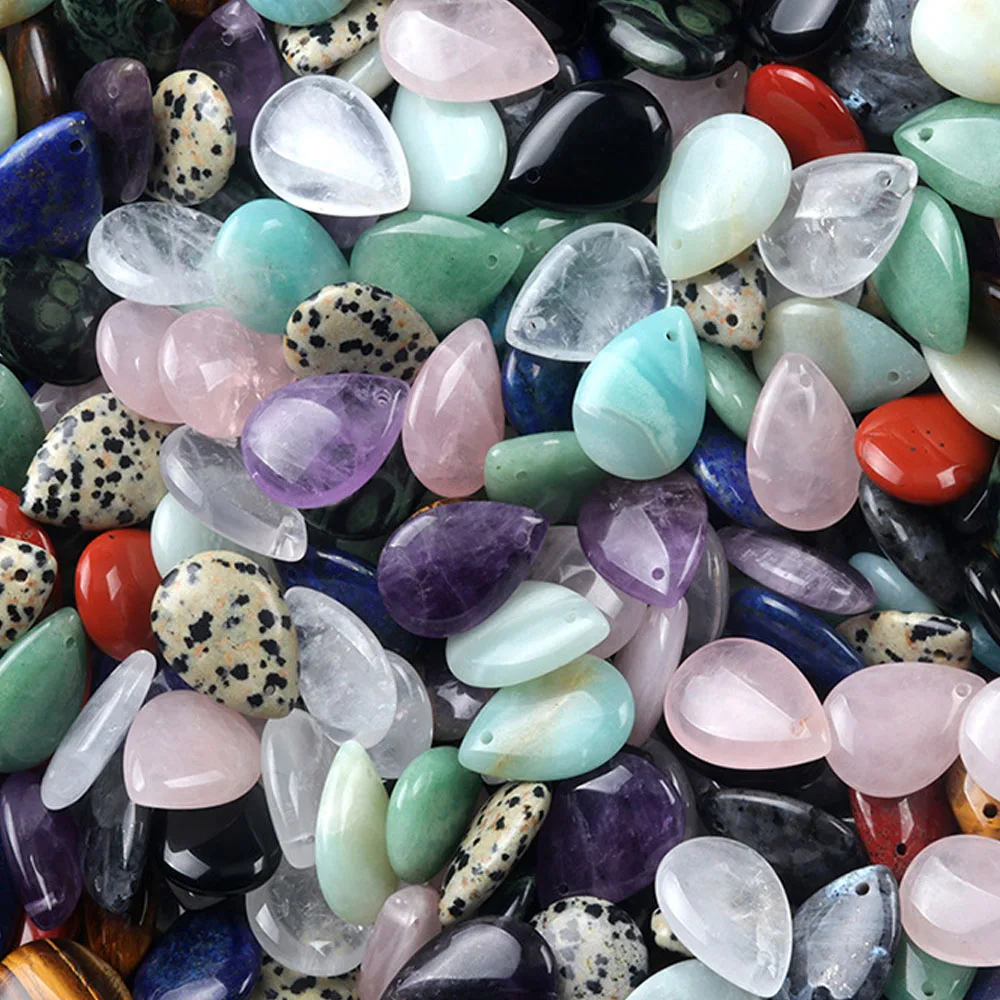 25x18mm Natural Stone Crystal Pendant Fine Teardrop Shape Amethysts Charms for Jewelry Making Supplies DIY Necklace Accessories