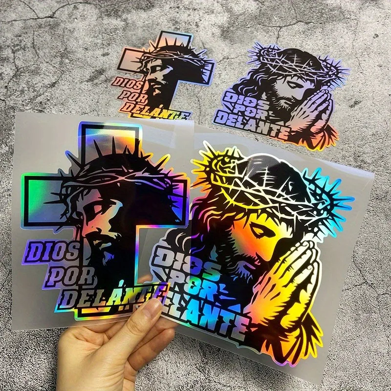 

High-quality Modified Car Stickers with Jesus Cross Prayer Reflective Laser Waterproof Scratch Protection
