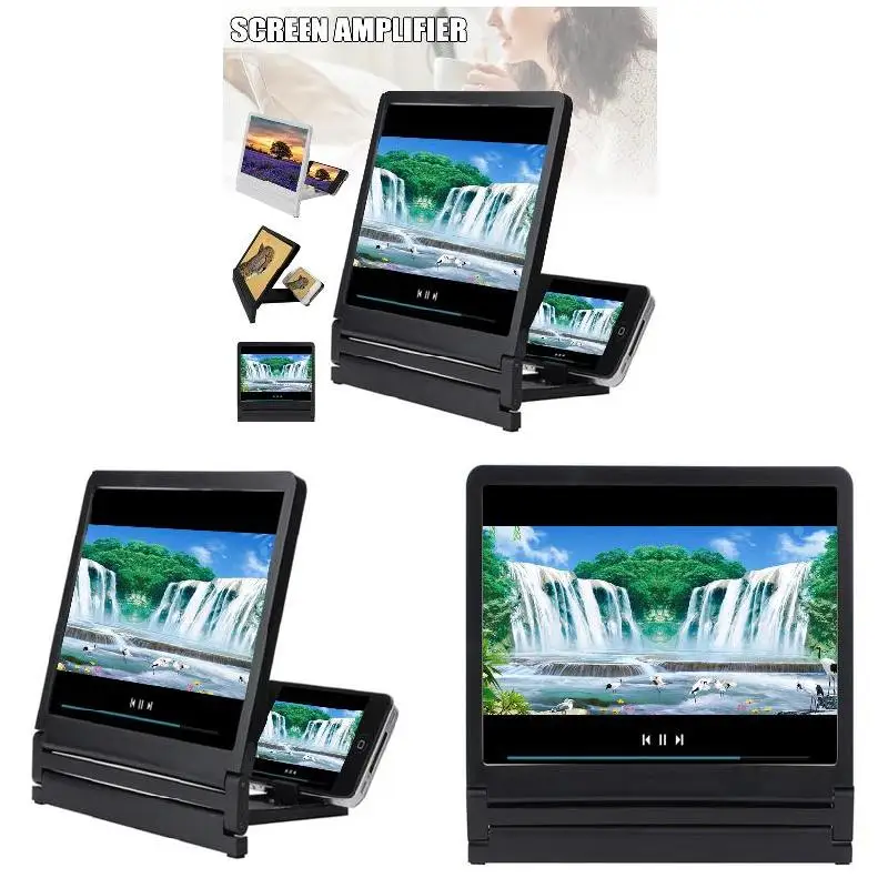 Universal 3D มือถือแว่นขยายจอโทรศัพท์2-3Times เครื่องขยายเสียงวิดีโอ HD ตาป้องกัน Enlarge โต๊ะขาตั้งพับได้ผู้ถือโทรศัพท์