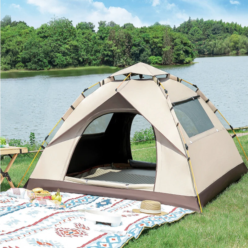 

High Quality Double Layered Camping Tent Fast Open Easy Storage Automatic Tent Travel Beach Outdoor Tent
