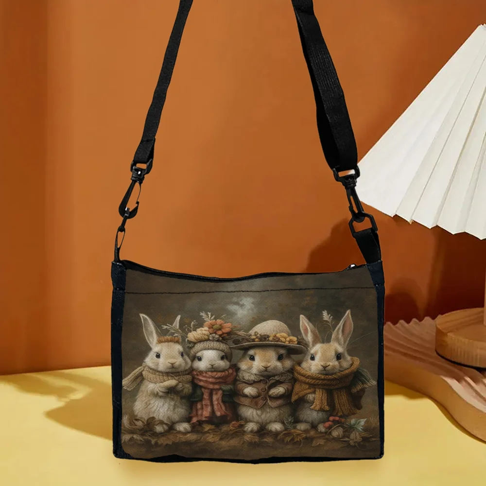 Bolso de hombro estampado con árbol de la vida de conejito de Pascua con correa ajustable para el hombro, bolso de hombro cruzado para viajes de ocio al aire libre
