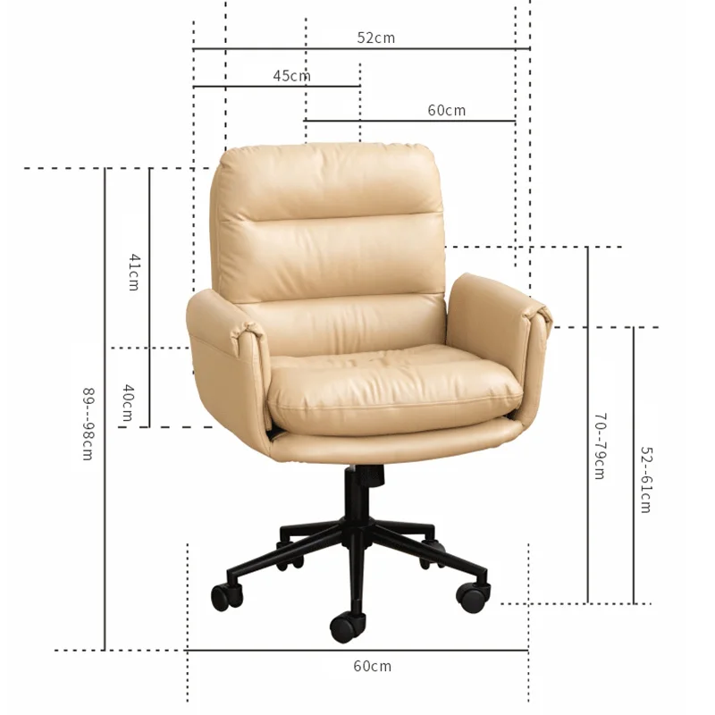 Chaise de bureau réglable en cuir avec dossier souple chaise de bureau pivotante inclinable confortable chaise d'ordinateur de joueur à bascule ergonomique à la maison