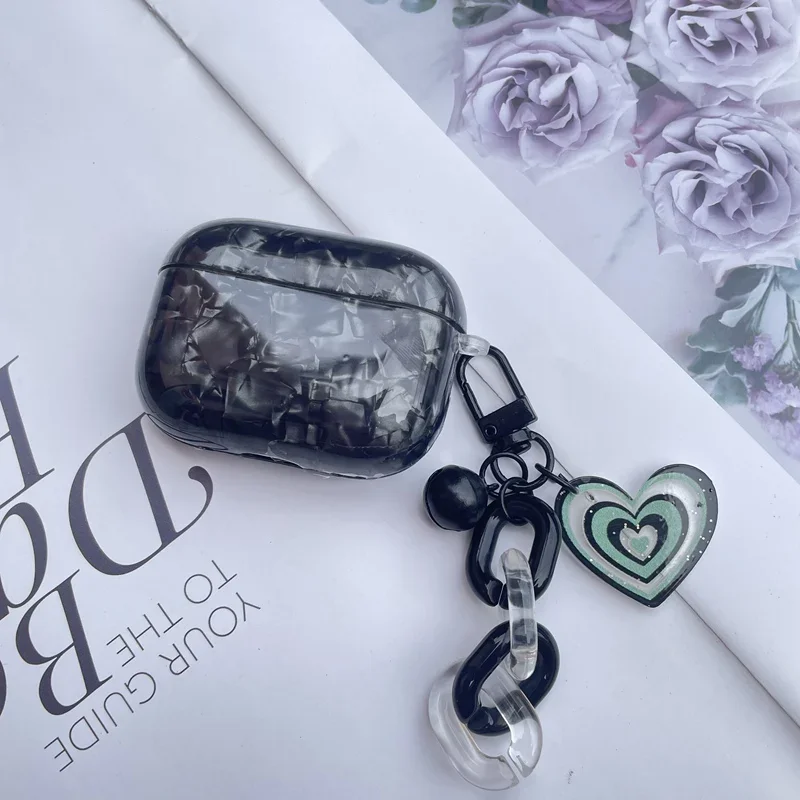 Funda de silicona con forma de concha para apple airpods 2 /airpods pro2/3 airpods, carcasa de lujo con diseño de amor keychian, funda para auriculares air pod pro