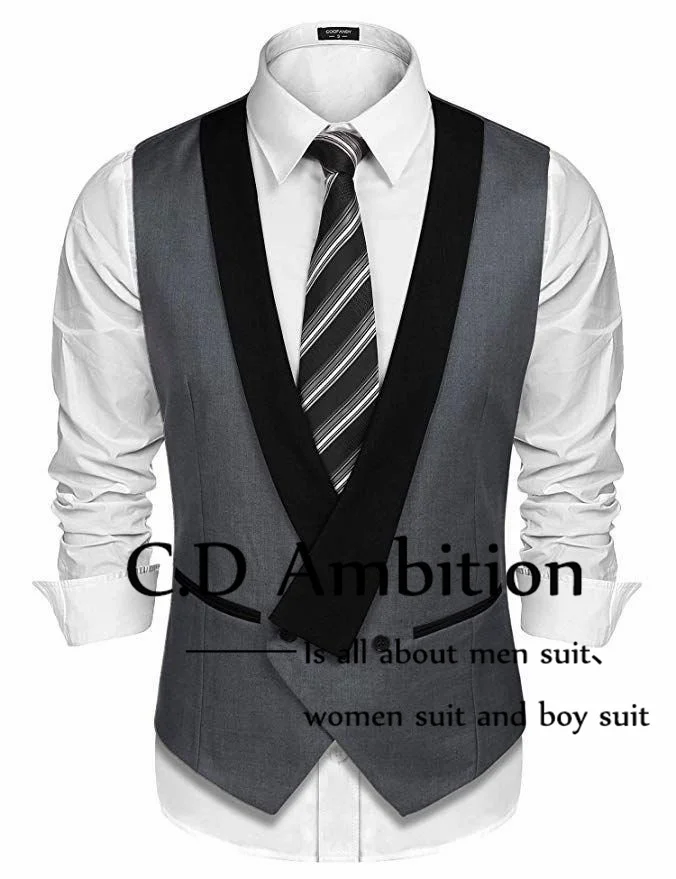 Elegant Champagne Double Breasted Vest For Men Beach Wedding 2023 Slim Fit Men\'s Waistcoat Custom Made Best Man Jacketless