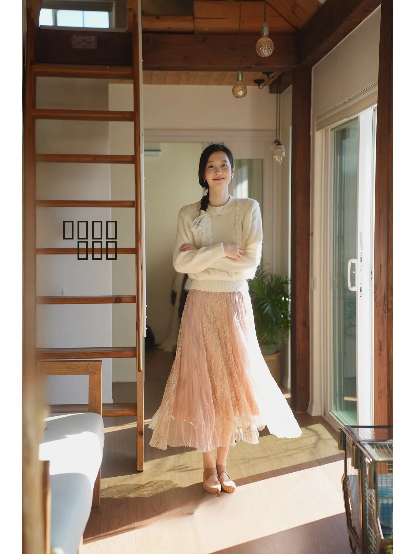 

Roro eep Nerissa Sea's Daughter Gentle Lace Pleated Splice f Skirt Women's High Waist A-Line Simple Sle Casual Skirt