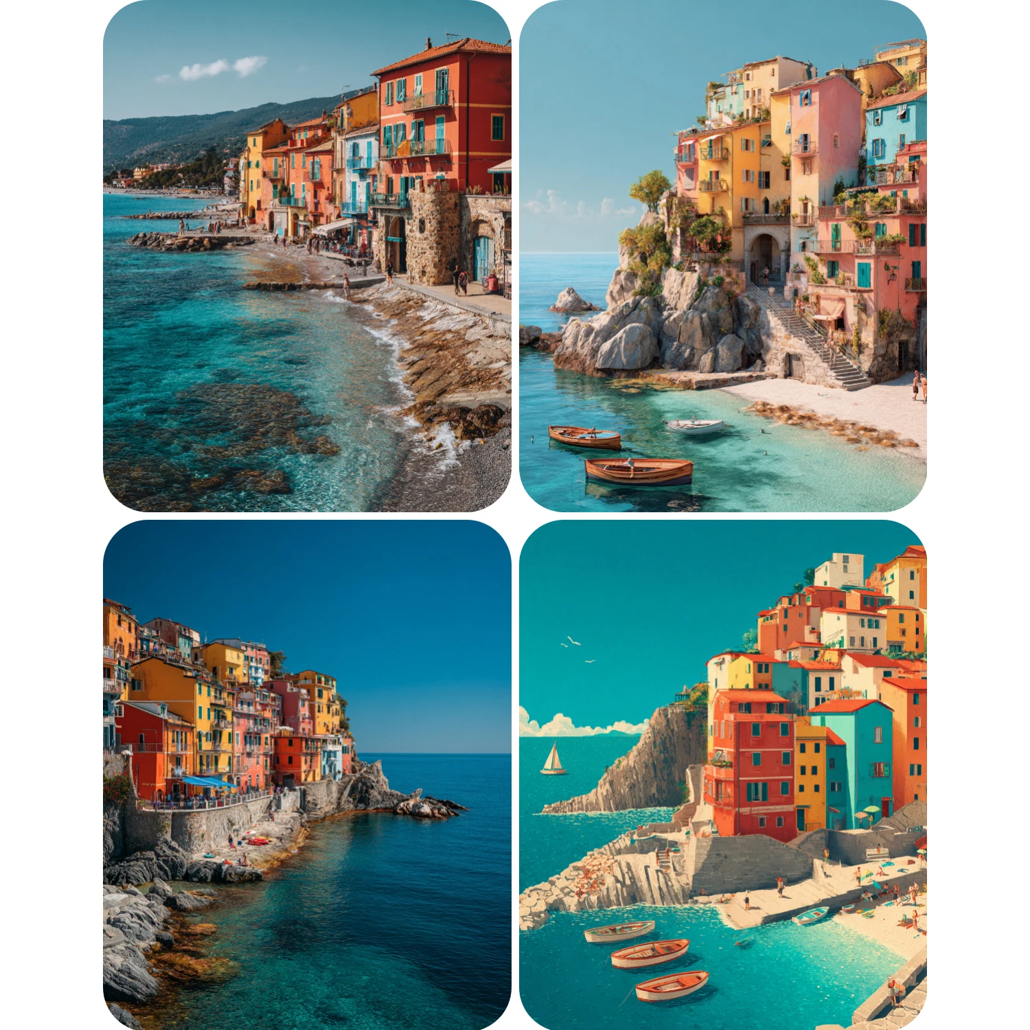 

Hand Paint Colorful houses by the sea Painting By Numbers Kit DIY Acrylic Artwork Canvas Art Gift Home