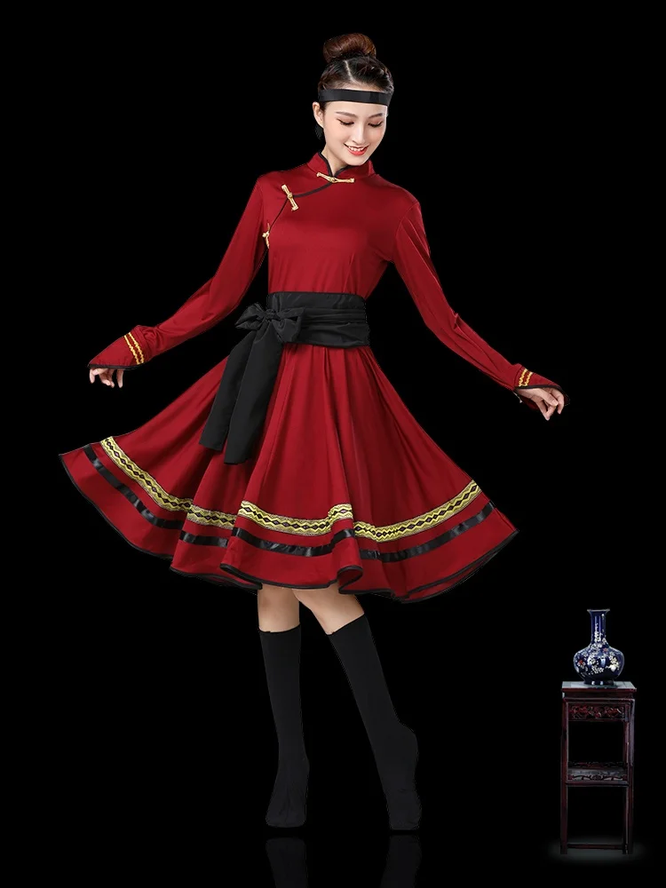 

Современный монгольский танцевальный костюм: женская юбка, тренировочный комплект, национальный костюм для выступлений, бренд Dr Tewnjerll