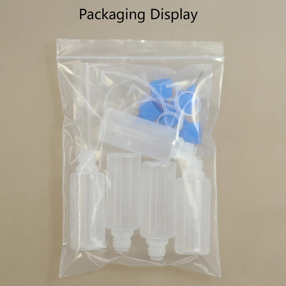 5pcs/set 5/10/20/30/50/100/120ml PE Plastic Squeezable Tip Applicator Bottle Refillable Dropper with Needle Tip Caps Oil Bottles