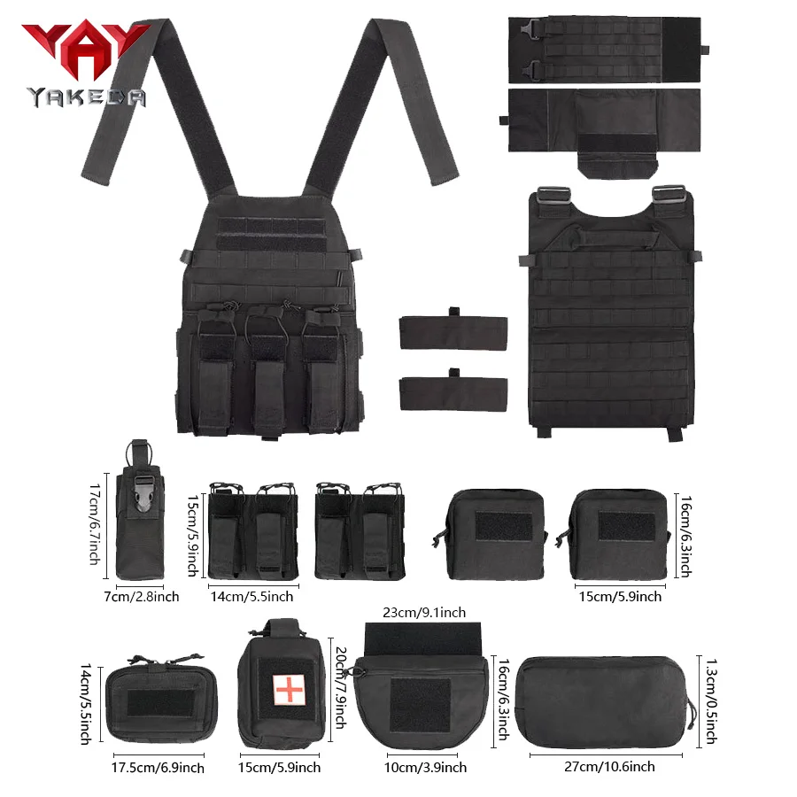 YAKEDA multifunctional full protection training vest MOLLE metal snake buckle quick release outdoor camouflage training vest