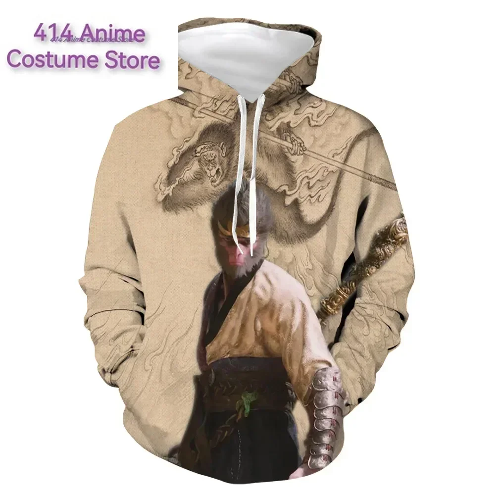 Sudadera con capucha periférica de juego Wukong de mito negro de verano para hombre, sudadera con capucha estampada 3D de salida de manga larga, abrigo