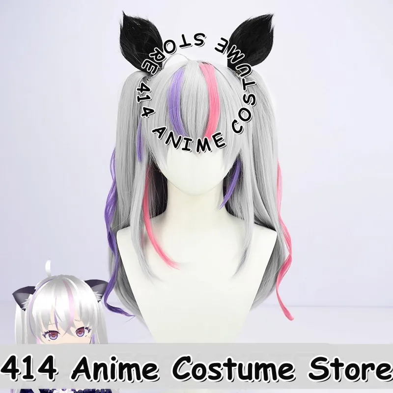 

Game & Anime Aya Rin VTuber Cosplay Wig New Streamer Streaked Twin Tails Silver Heat-Resistant Fiber Synthetic Hair