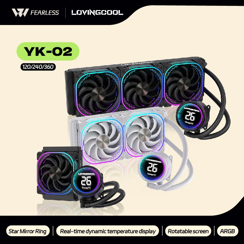 LOVINGCOOL YK-02 120/240/360 مبرد سائل ARGB abyss حلقة مرآة في الوقت الحقيقي عرض درجة الحرارة PWM مبرد مياه متكامل #1