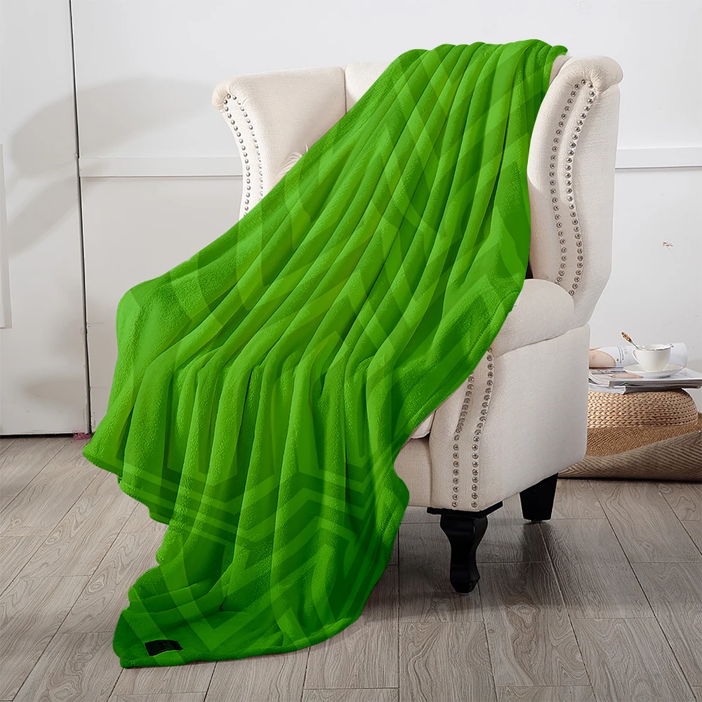 Green Chevron 3D Stripes Flannel Blanket Cartoon Printed Throw Blanket for Kids Adults Soft Plush Bed Sofa Cover Gift