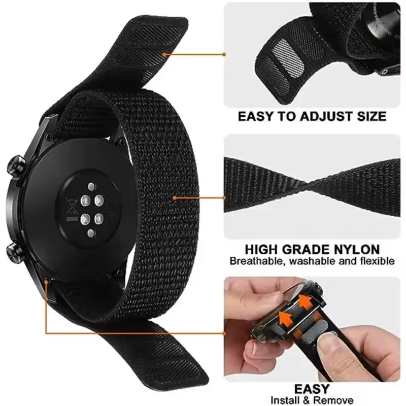 20mm 22mm 26mm Hook Loop Nylon Strap For Garmin Fenix-Tactix-Quatix 8 Sports Bracelet Garmin Fenix 7X-7X Pro-7S-E Accessory Band