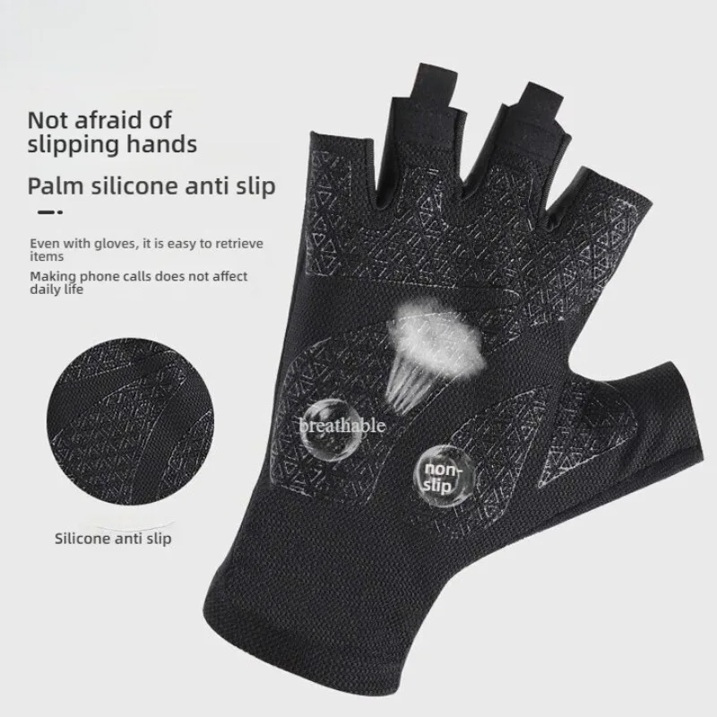 Sarung Tangan Kebugaran Gym Sepeda Motor Berkemah Luar Ruangan Sarung Tangan Uniseks Antiselip Sarung Tangan Tanpa Jari Tahan Benturan Peralatan Bersepeda