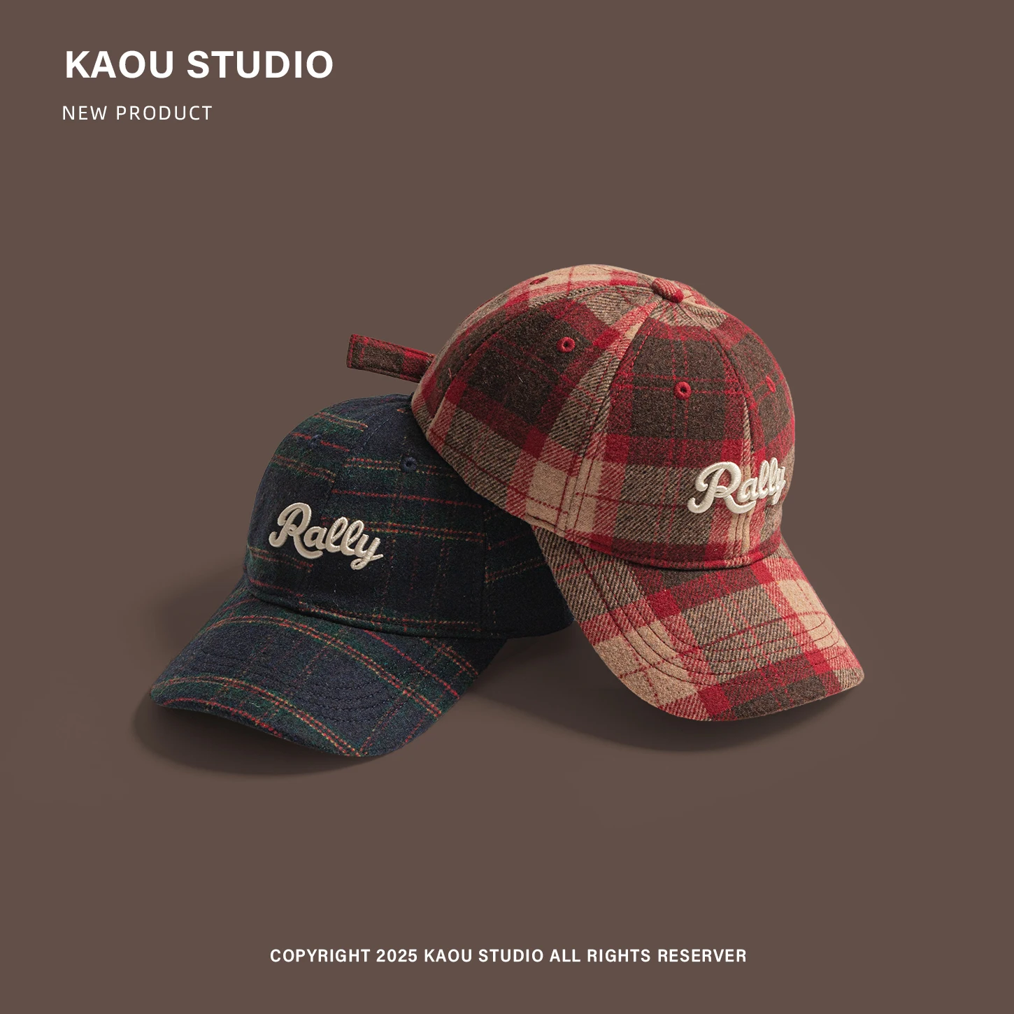 Woolen Baseball Cap Autumn Winter Three-Dimensional Letter Fashion Casual Plaid Duckbill Cap