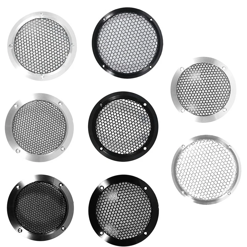 Aluminum Car Tweeter Speaker Grill Cover Full Metal Mesh Grille For Audio Enhancement 3.5Inch Silver