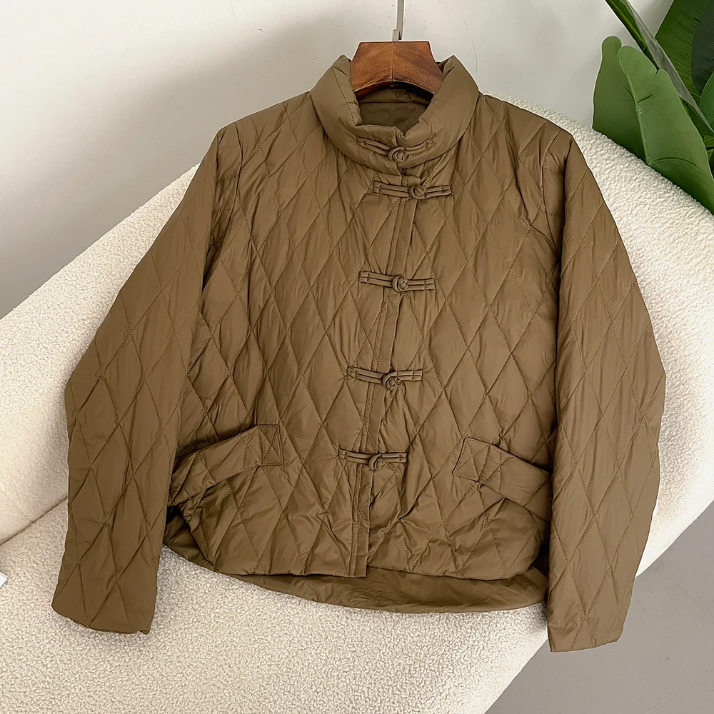 Piumino da donna New Fashion American White Duck Down Coat Piumino leggero Piuma Casual Office Lady