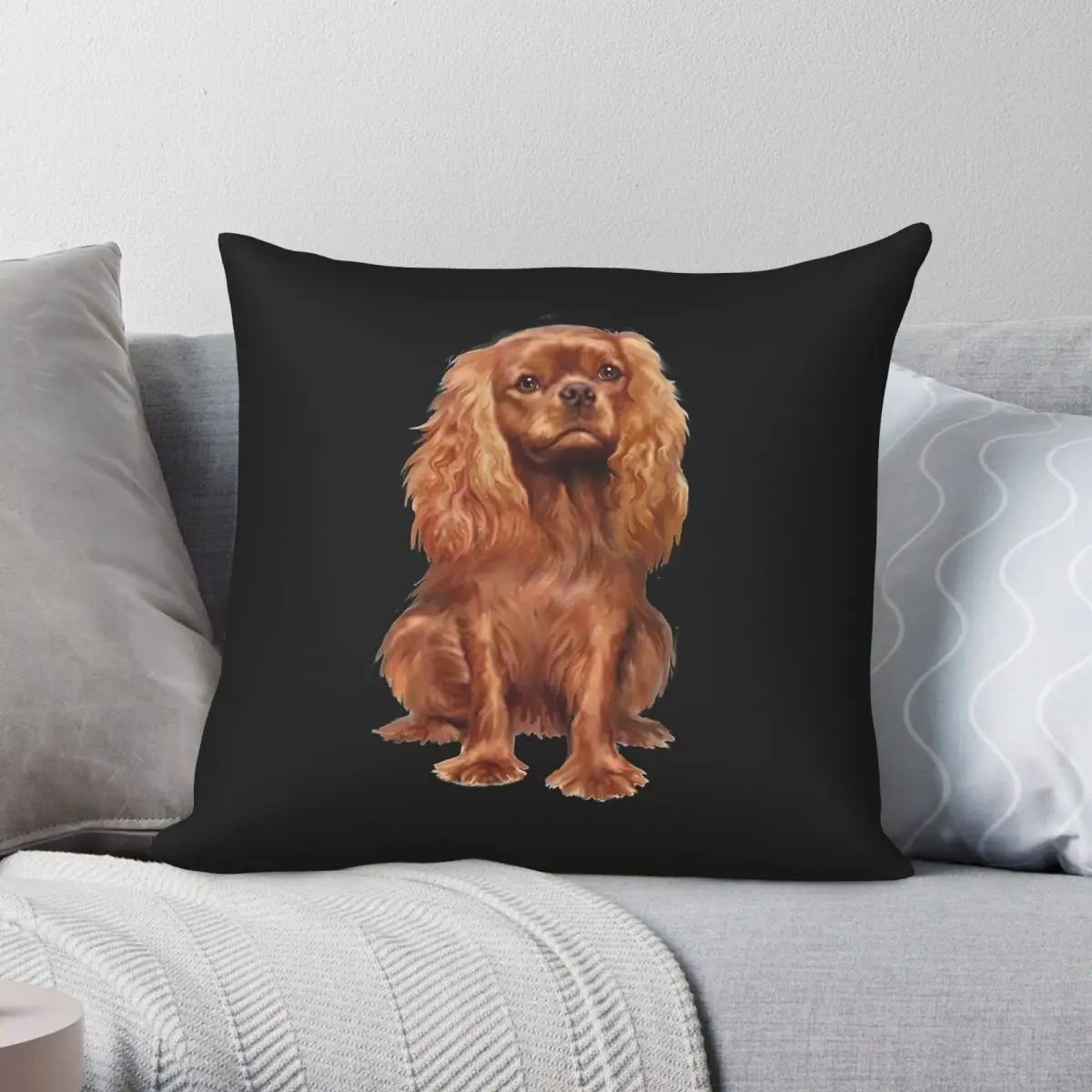 Cavalier King Charles Spaniel Ruby Square Pillowcase Polyester Linen Velvet Printed Decor Throw Pillow Case Car Cushion Cover