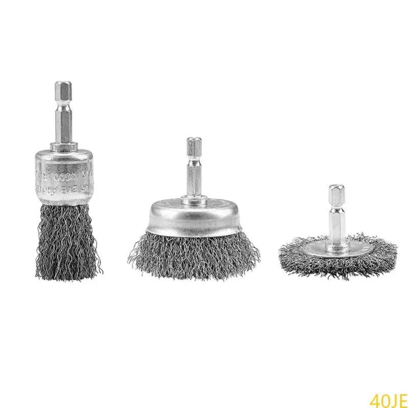 

40JE High Performances Steel Wire Wheel With Shank For Professional And DIY Rusts Removal Project Homes Repair Polishing
