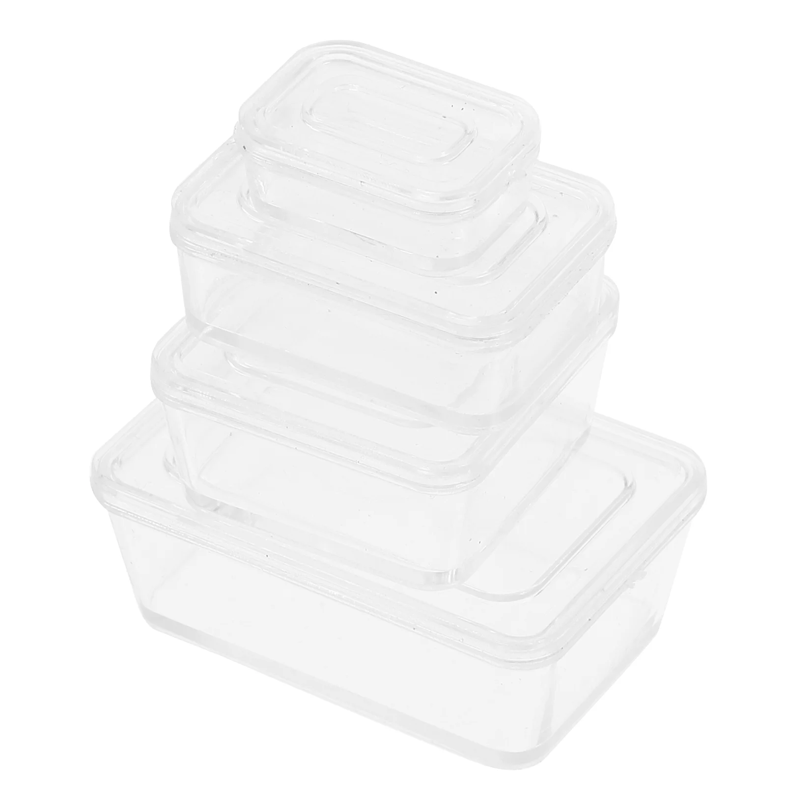 Caja de almacenamiento de juguetes de 4 piezas, decoración de cocina en miniatura, artesanía, accesorios para el hogar, adorna el juego de comida