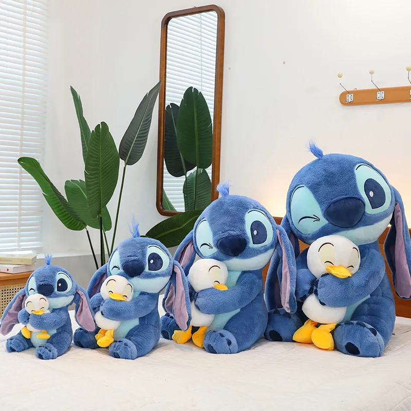 Boneka Disney mewah Stitch Lilo, mainan boneka lucu bebek Stitch Natal, hadiah ulang tahun anak-anak, mainan dekorasi Kawaii