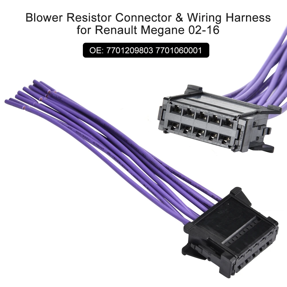 Blower Resistor Connector & Wiring Harness for   02-16 7701209803 7701060001 Heater Blower Resistor Wiring Harness