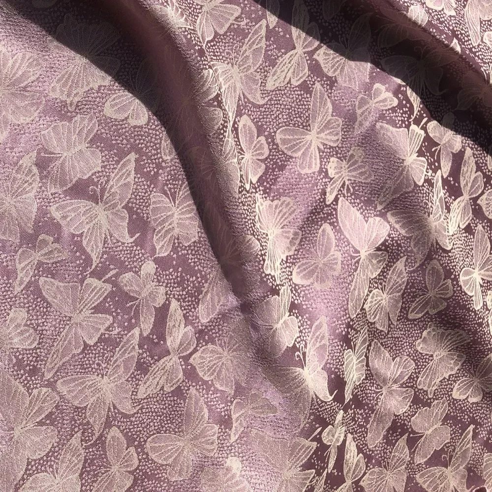 Butterfly Jacquard Fabric By Meters for Cheongsam Dress Shirt Pajamas Diy Sewing Needlework Cloth Soft Smooth Yellow Pink Purple