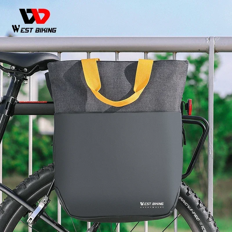 WEST BIKING MTB Pannier Bags  Water Repellent PU Side Bag Quick Release Rear Seat Rack Bag Bike Cargo Carrier Bag Men Hand Bags