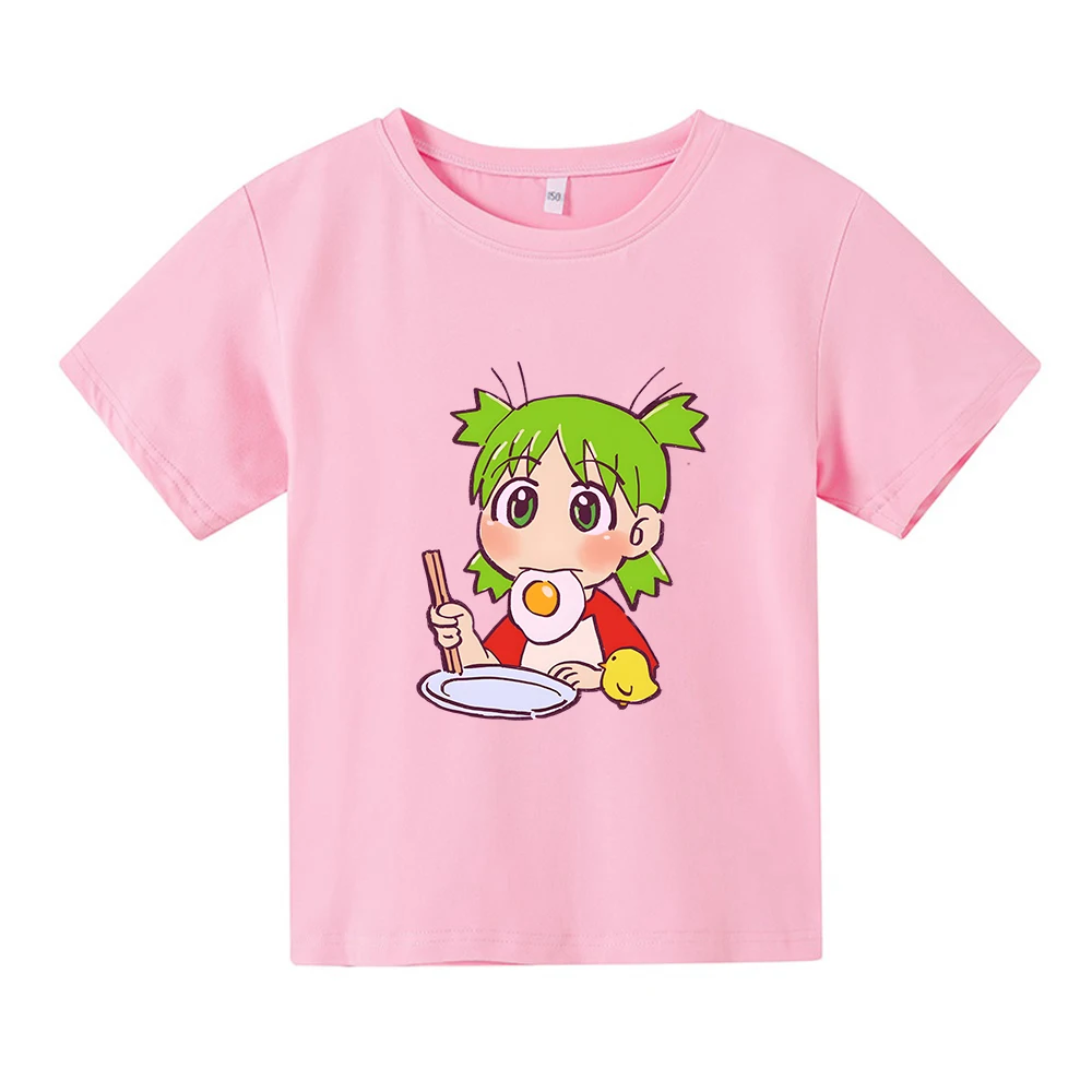 Azumanga Daioh Yotsuba T-shirt Casual Japanese Manga Print Tee-shirt Short Sleeve 100% Cotton Children Tshirts Boys and Girls