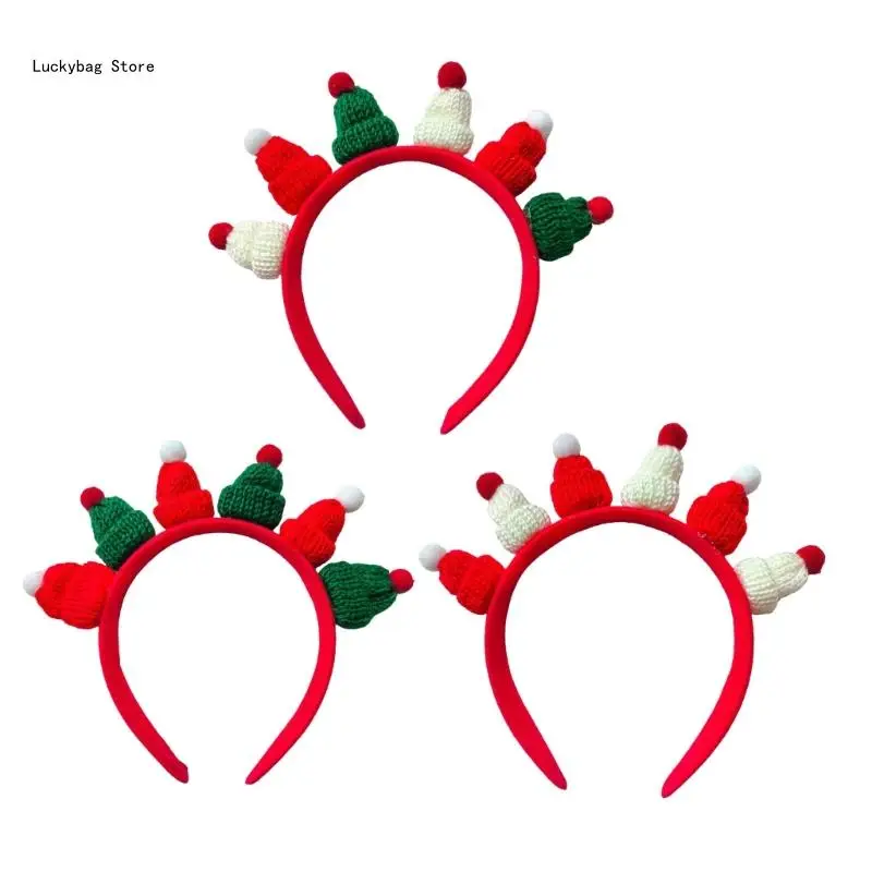 

Crochet Christmas Santa Hat Hairhoop Festival Family Headband Holiday Decoration