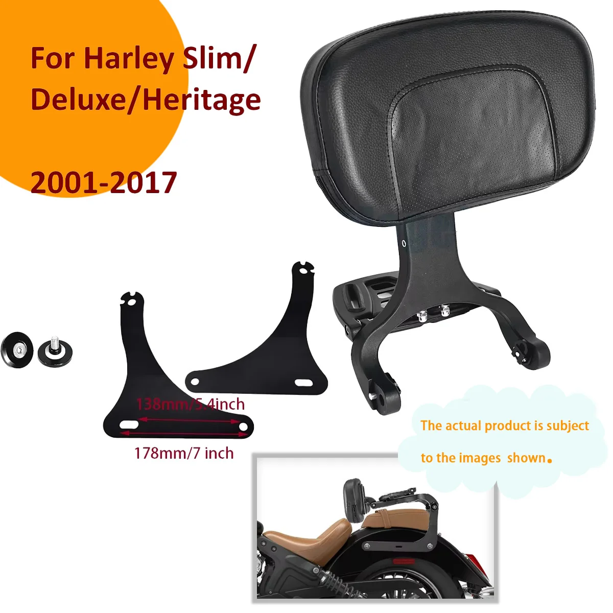 

Регулируемая спинка для мотоцикла, многофункциональная подставка для ног (сисси-бар) для Harley Softail Heritage Slim Deluxe 2018-2025, 2001-2017