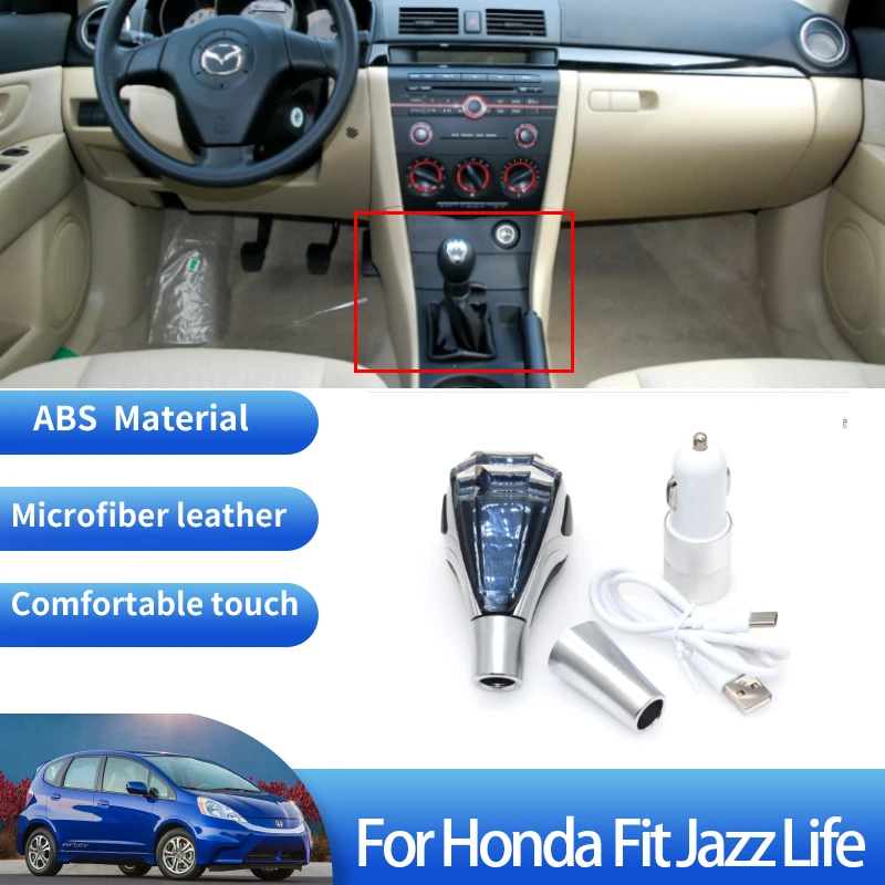 

For Honda Fit Jazz Life GD GE GG GK GH GR GS 1 2 3 4 5 6 7 8 9 Car Universal Crysta Shifter Handle Gear Shift Knob Gear LED Head