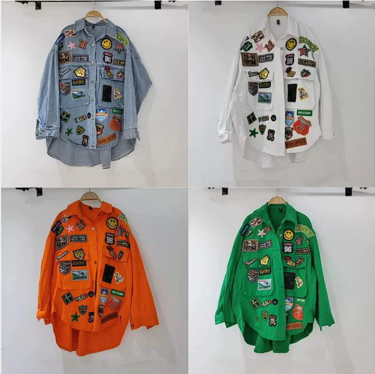 European and American 2025 new multi label design irregular washed denim jacket, thin, fashionable, loose lapel
