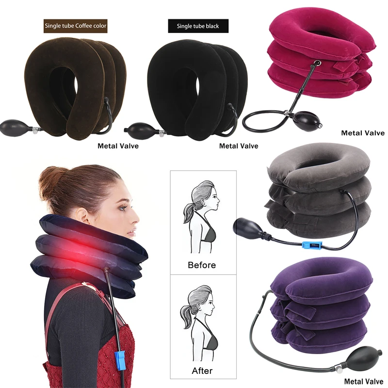 

1PC PVC Comfortable Inflatable Air Neck Stretcher Cervical Neck Traction Brace Neck Massage Office For Home Relief Decompression