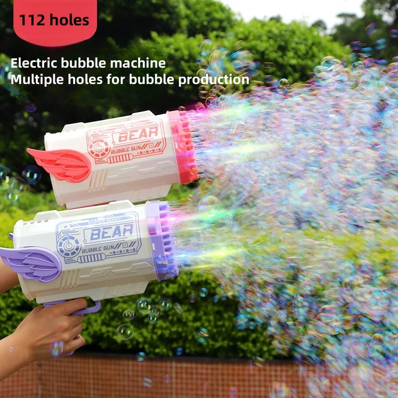 

Brand new handheld 80hole bazooka electric bubble gun with rich bubbles, soap bubbles, cool lights, best for wedding party