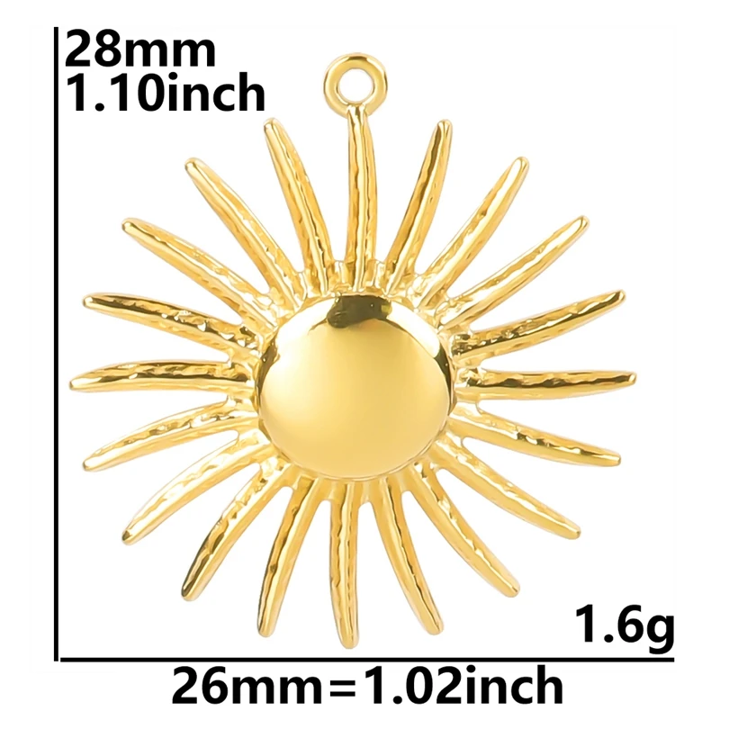 5pcs Gold Sun Charms for DIY Jewellery Making