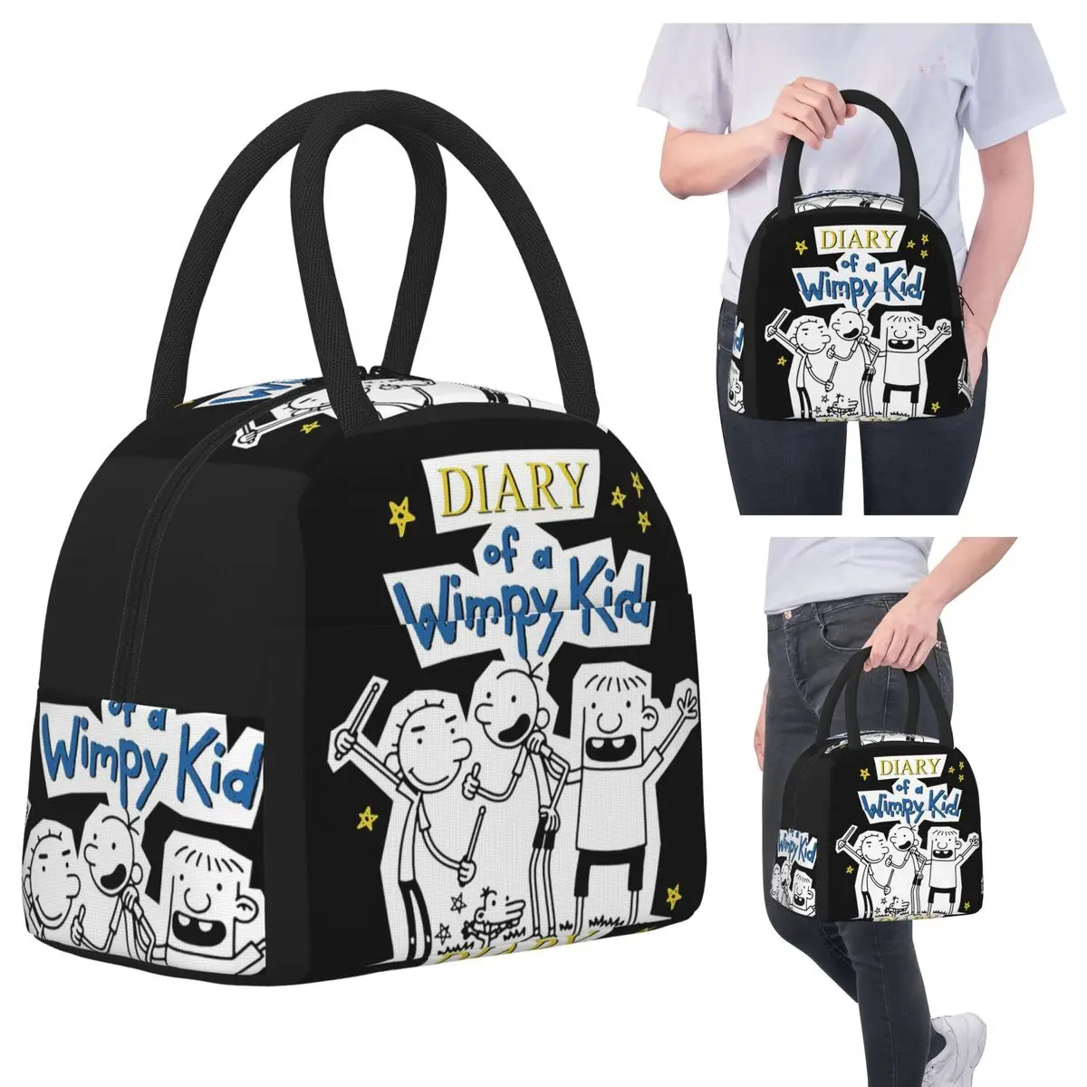Diary Of A Wimpy Kid Wimpy Kid Group Lunch Bags Insulated Bento Box Lunch Tote Picnic Bags Cooler Bag for Woman Children Travel