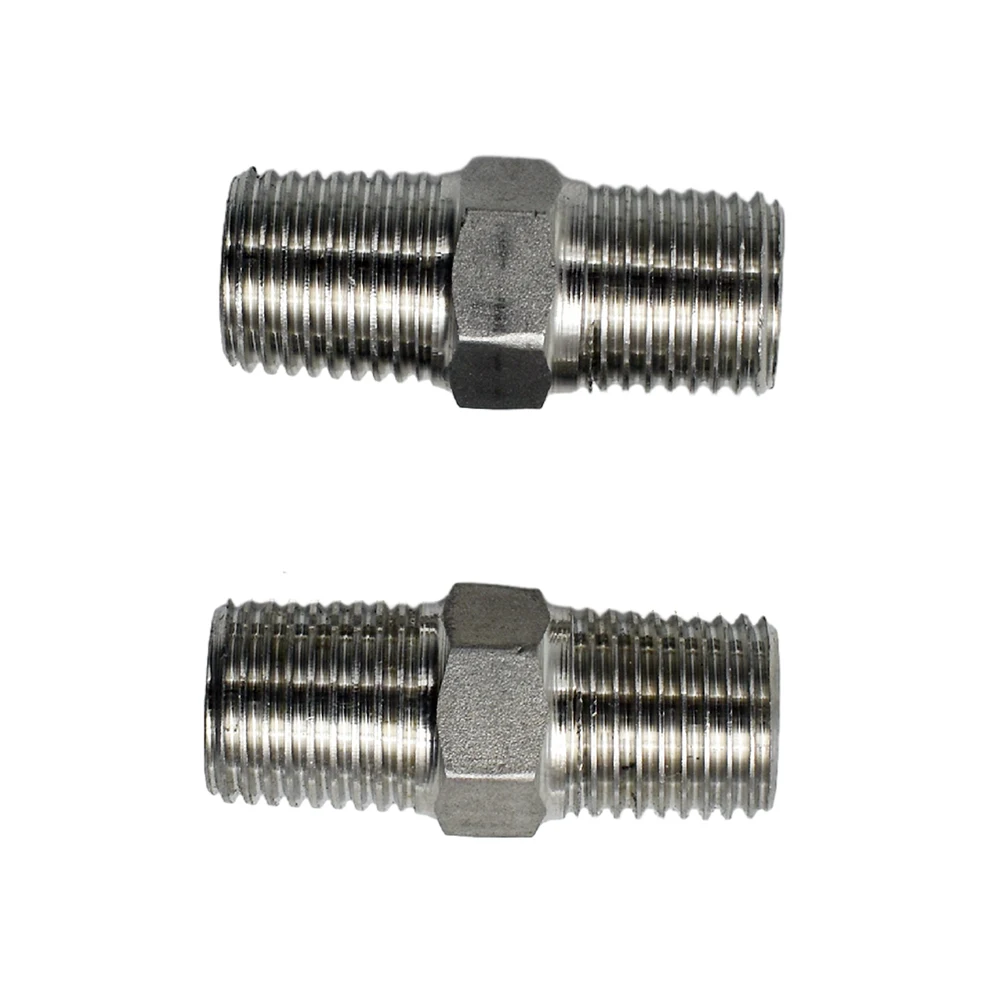 BSPT Thread 304 316 Stainless Steel Pipe Fitting Connector Equal Diameter Double Head Male Thread Pipe Fittings 1/8 ' 1/4 ' 3/8
