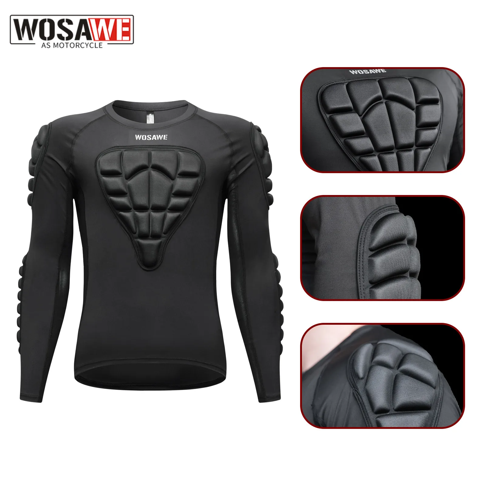 

WOSAWE Motorcycle Armor Underwear Protector Motocross Jacket Compression Shirts Motorbike Body Protective Bike Gear