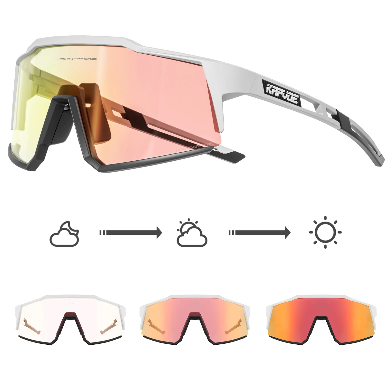 Kapvoe Outdoor Photochrome Sonnenbrille Radfahren Sport Fahrrad Brille Mann Frauen Straße Fahrrad Radfahren Brille UV400 Laufbrille