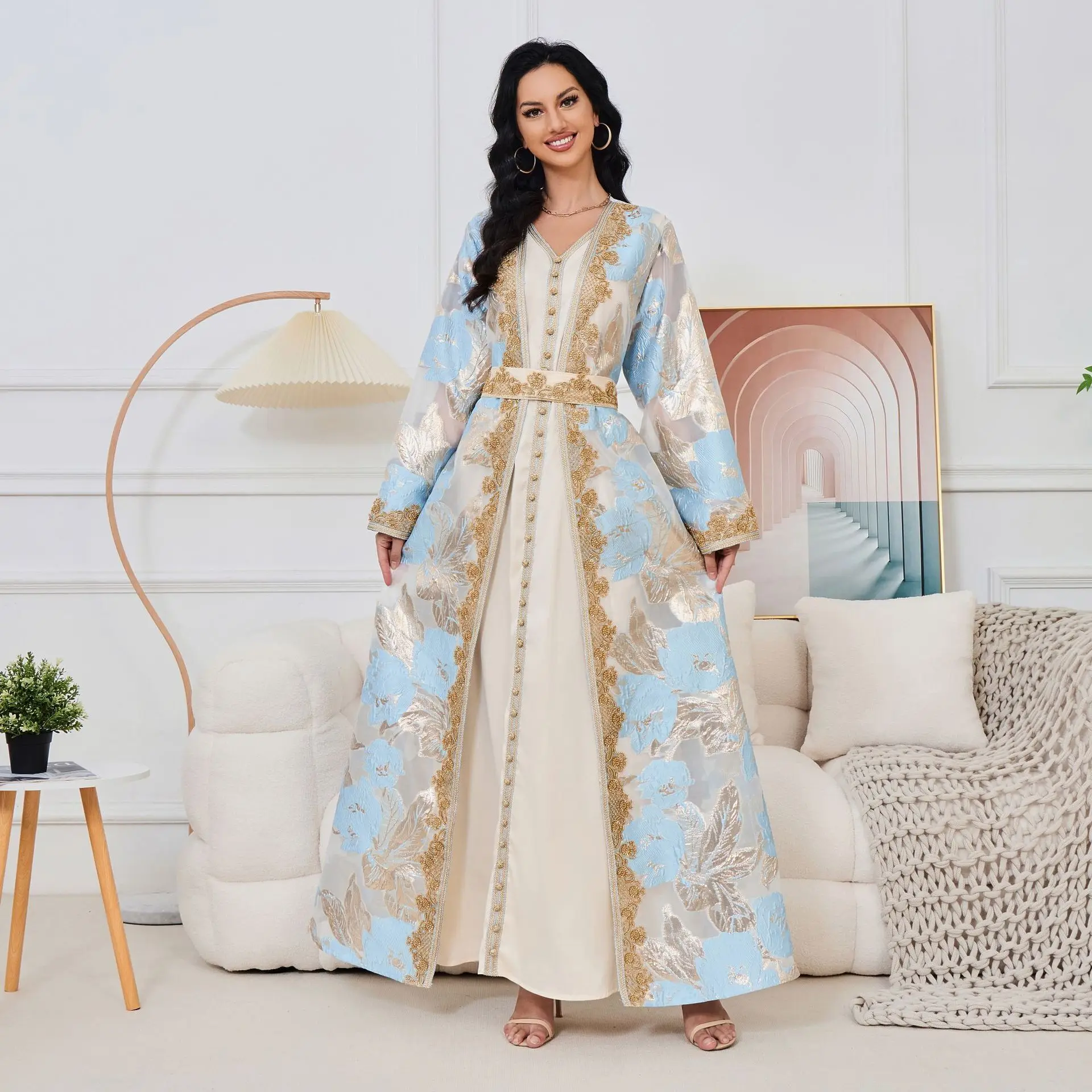 MT119 Women's Muslim Robe Women's Long Dress Heavy duty Beaded Elegant Party Dress