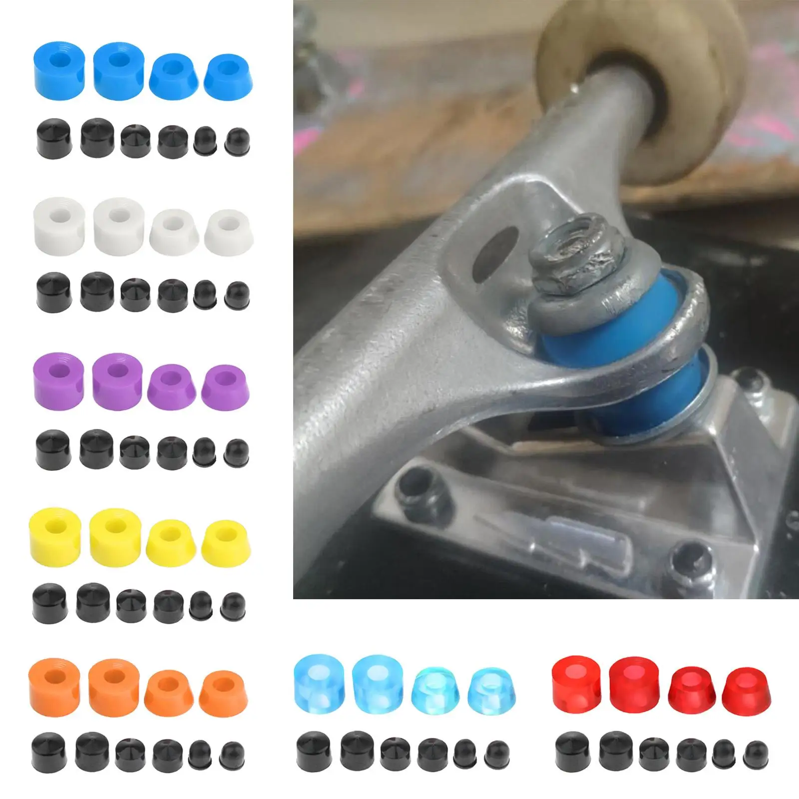 Skateboard Truck Bushing Kit Scooter Accessories Wear Resistant No Split Soft Replacement 10 Parts for Longboard Outdoor
