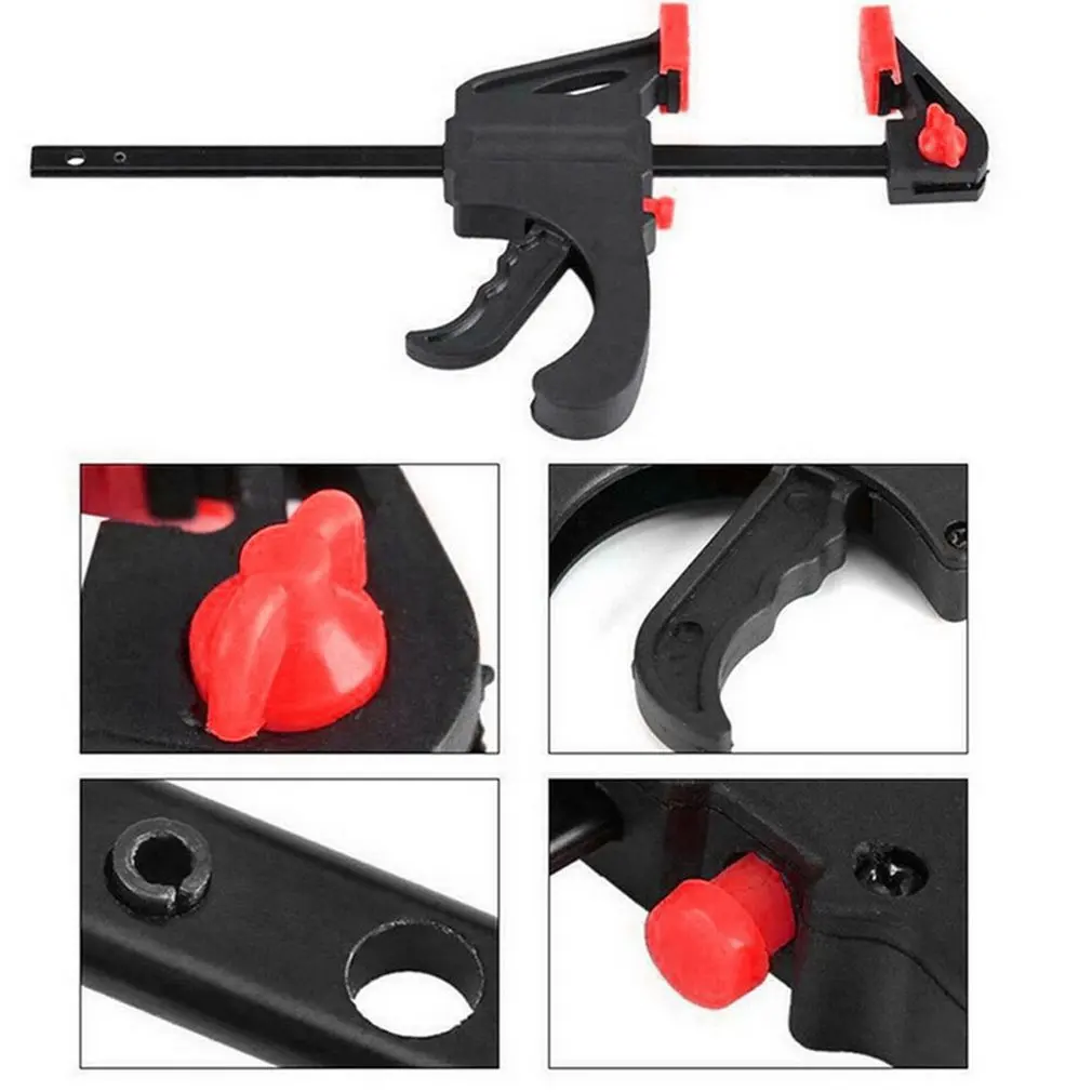 4 Inch Woodworking Work Bar F Clamp Clip Set Hard Quick Ratchet Release DIY Carpentry Hand Tool Gadget  Fixed Clamp