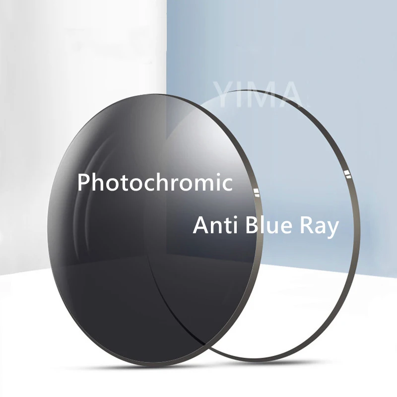 1 Pair Prescription Glasses Lenses 1.56 Myopia Hyperopia Presbyopia Blue Light Blocking Photochromic Lens Anti-reflection/Glare