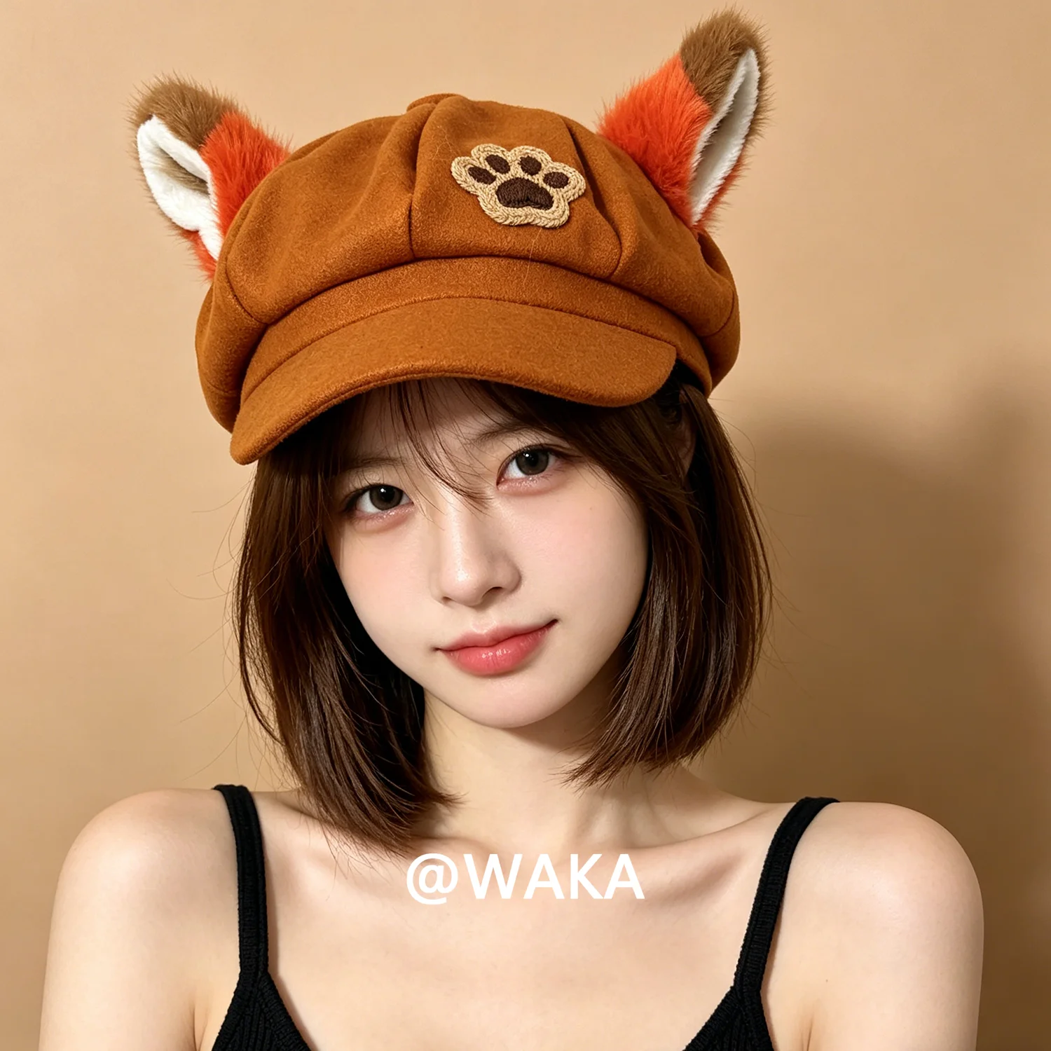 cute-rabbit-fox-ears-beret-hat-soft-plush-newsboy-cap-with-carrot-paw-decor-adjustable-warm-winter-hat-for-daily-wear-gift