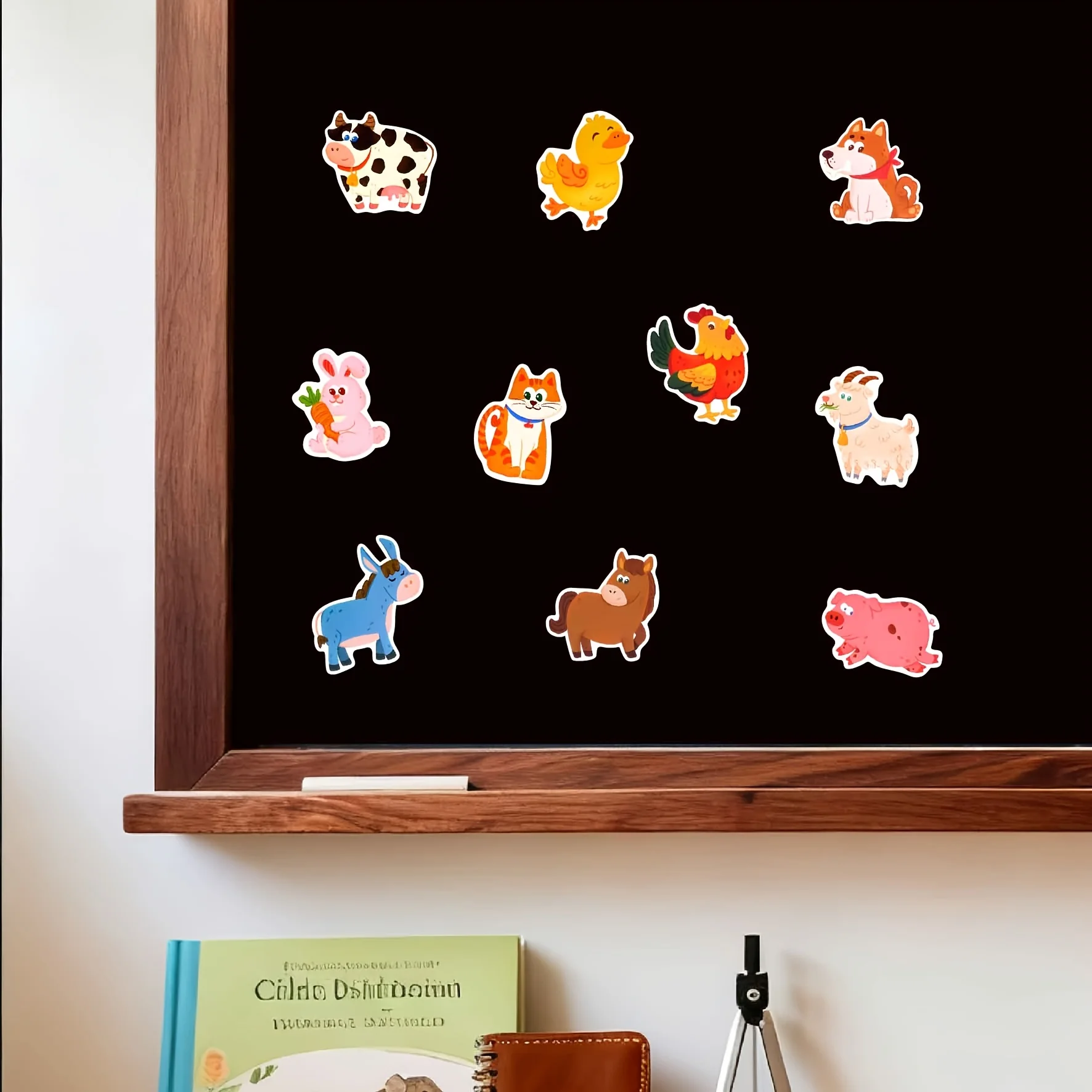 

2D Flat, 10 шт., магнитная плитка для холодильника с фермой животных-магнитный дизайн с полной спинкой, универсальная доска для холодильника/класса