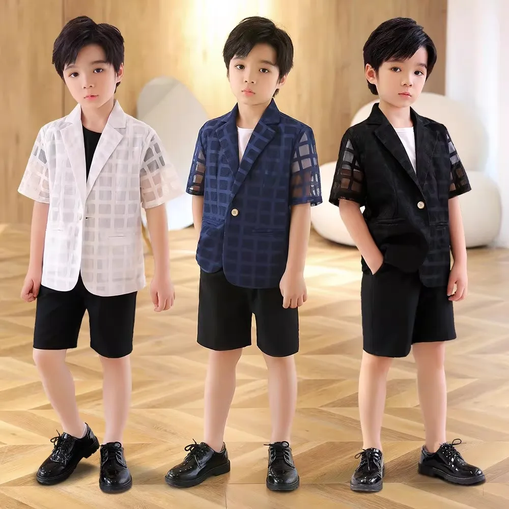 Low Price Clearance Stock Sale Boys Summer Cool Photography Jacket Kids Wedding Ring Bearer Outwear Children Breathable Costume